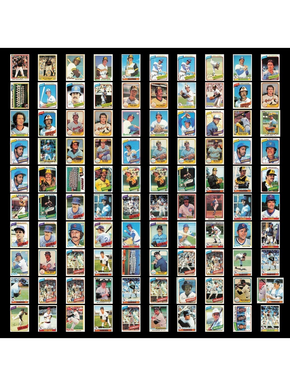 100+ Vintage 1970s-80s Baseball Card Lot MLB Topps Fleer